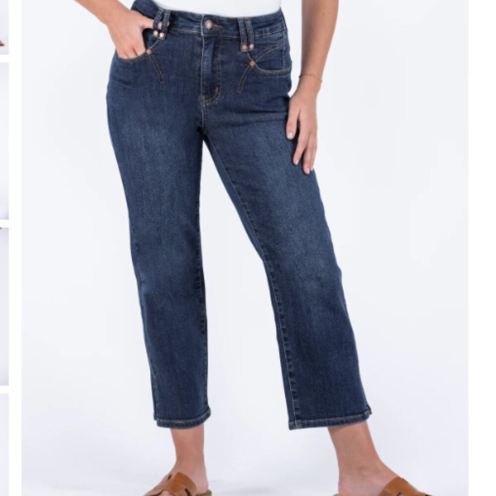 Judy Blue Jeans Western Inspired Stitching Cropped Straight Leg Denim Size 30